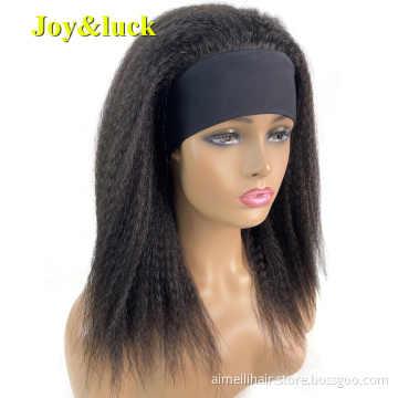 High Quality Wholesale Price Women's Wigs Daily Party Afro Kinky Black Hair Wig Natural Long Straight Headband Synthetic Wigs